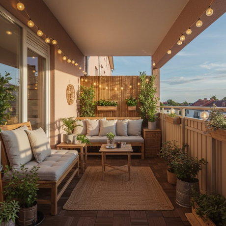 Klein zonnig zithoekje op balkon voor stadsbewoners